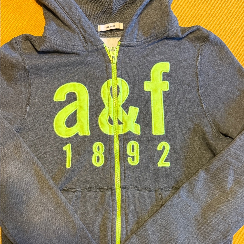 Abercrombie & Fitch Kids Gray Hoodie with Bright Green Details